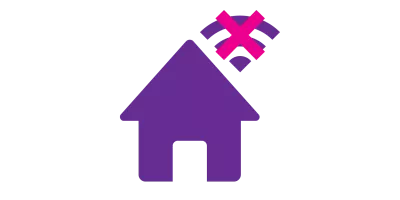 Icon of a house with the wifi signal crossed out