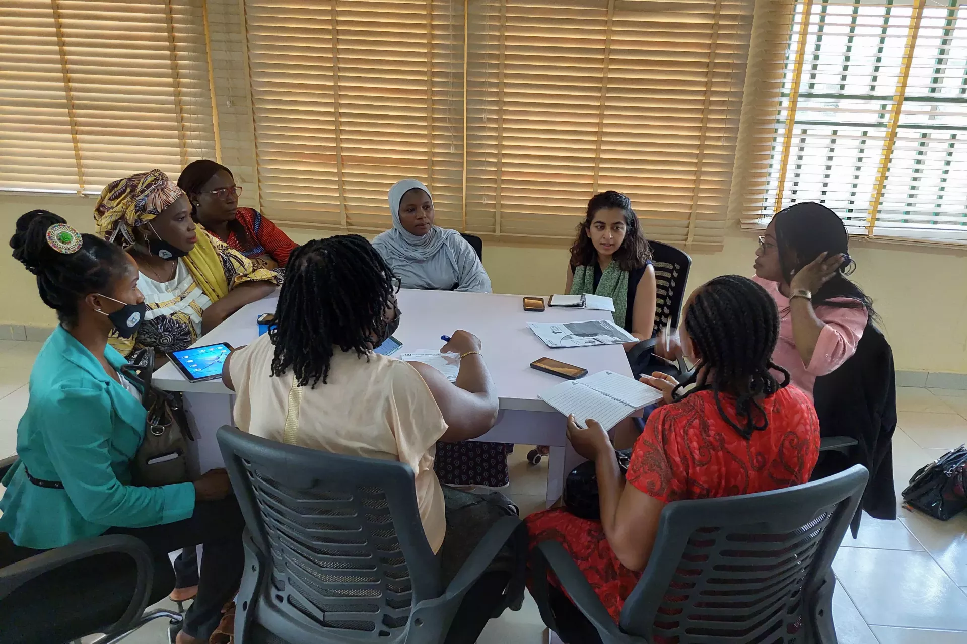 Group of female teachers being interviewed 