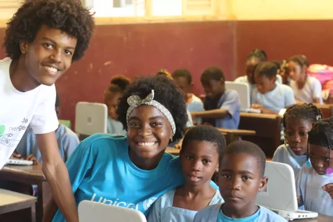 Sao Tome & Principe youths helping in classrooms