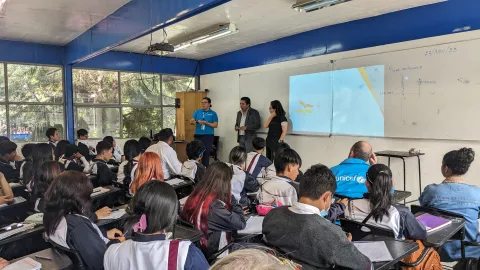 Students in a Mexico school classroom using the offline Learning Passport