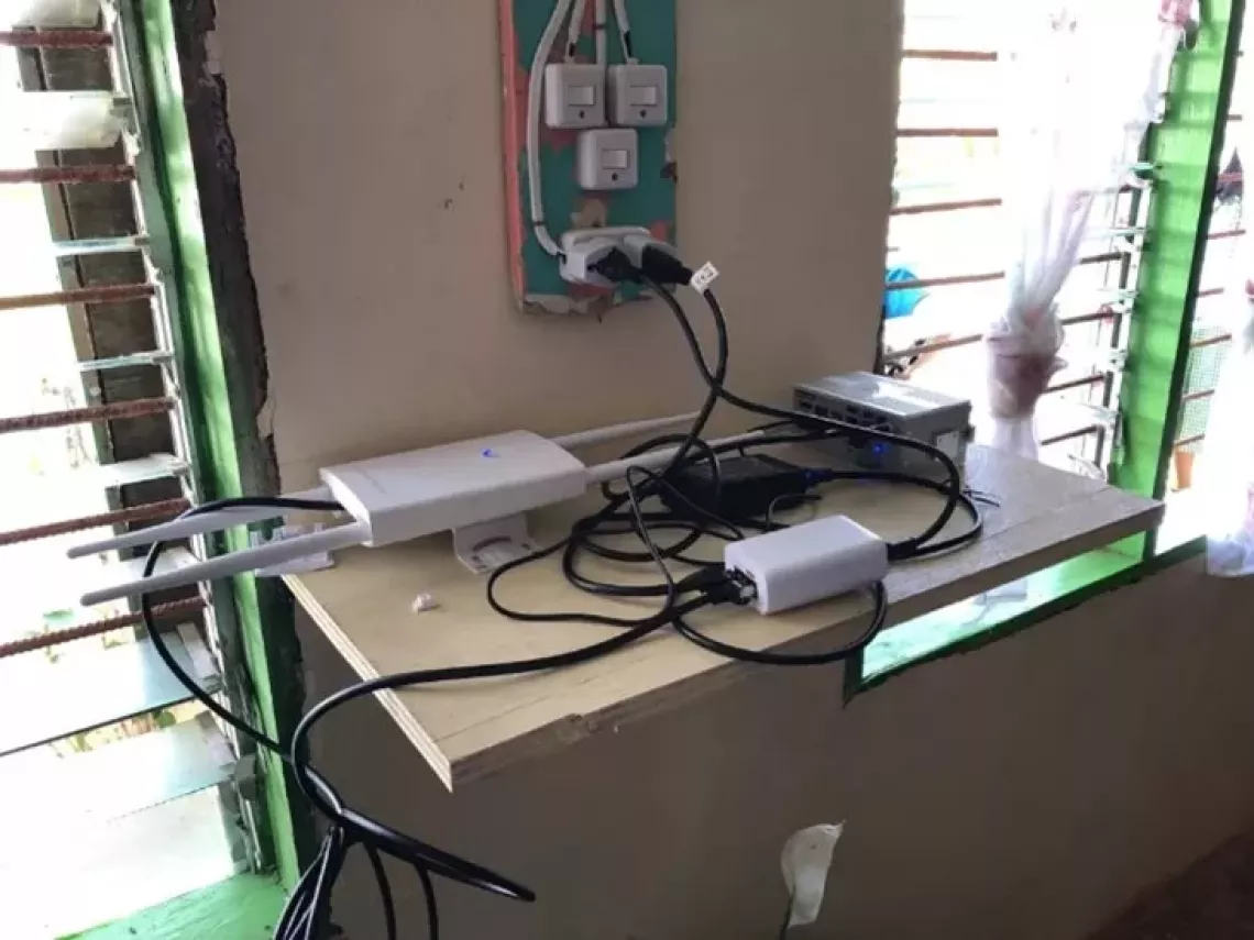 The Learning Passport hub device setup at a multigrade school enabling learners to access digital learning materials without an internet connection.